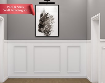 Peel and Stick Wall Moulding & Wall Mural Set, Wainscotting Panels