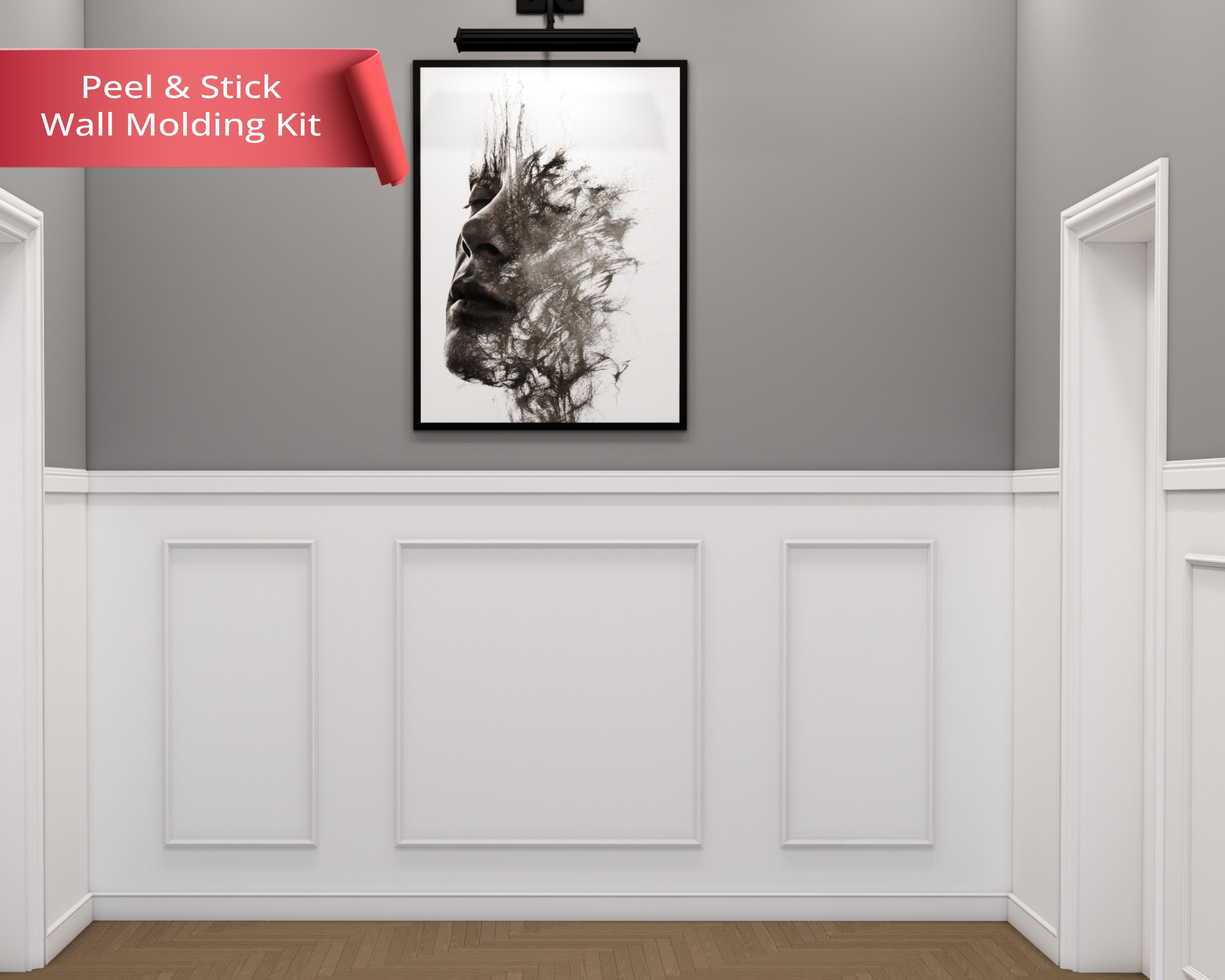 Peel and Stick Wall Moulding Kit, Wainscotting Panels, Self Adhesive