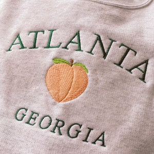 Atlanta Georgia Peach Embroidery Crewneck Sweatshirt