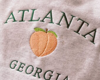 Atlanta Georgia Peach Embroidery Crewneck Sweatshirt
