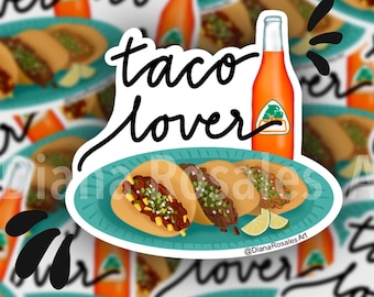 Taco Lover Sticker | Taco Sticker | Mexican Street Tacos | Waterproof Vinyl Sticker for Laptops, Water Bottles, Phone