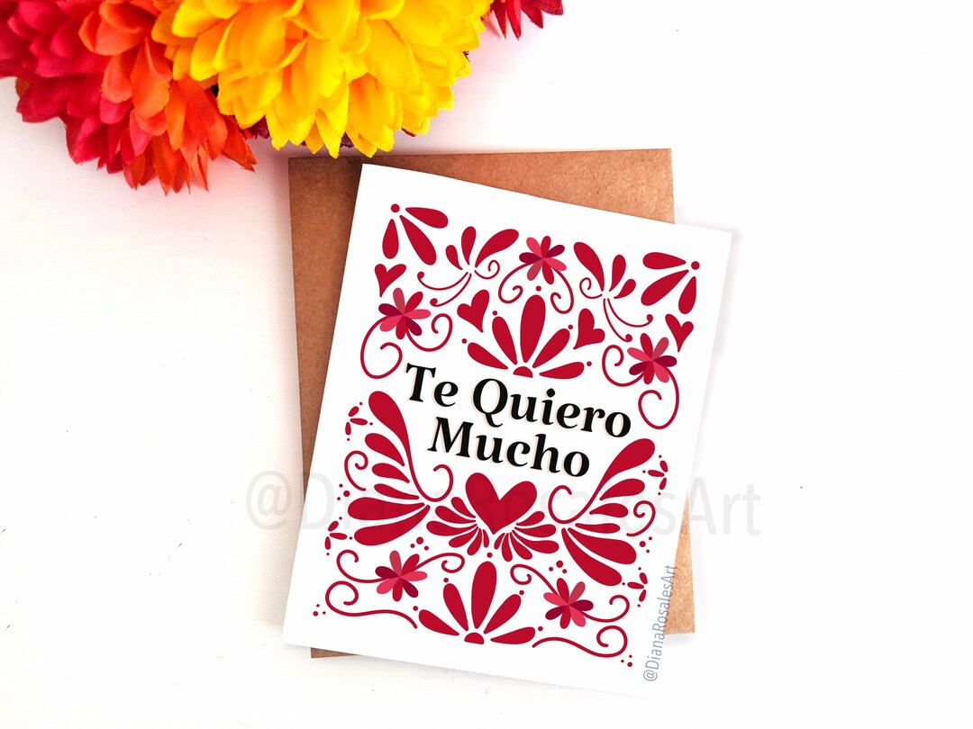 Te Quiero Mucho Valentines Day Card | Mexican Otomi Style Card | Gift ...