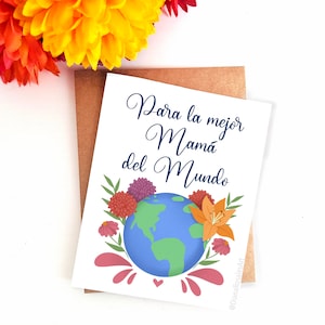 Melhor Mama do Mundo | Tarjeta Dia De Las Madres | Cartão feliz do dia das mães | Presente para mamãe | Tarjeta para mamãe, tia, madrina, suegra