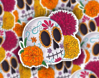 Dia de Los Muertos sticker | day of the dead | Calavera Sugar Skull | Mexican Waterproof Vinyl Sticker for Laptops, Water Bottles, Phone