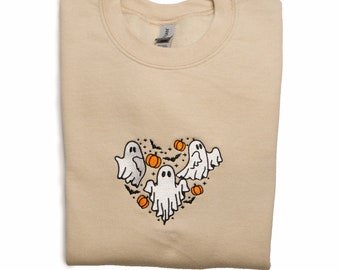 Embroidered pumpkin sweatshirt | Fall sweatshirt | Halloween sweatshirt | Spooky season | Ghost sweatshirt | Embroidered fall jumper