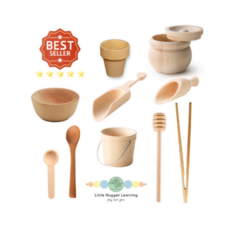 10 Piece Wooden Sensory Bin Toolsmontessoriwaldorfsensory Etsy