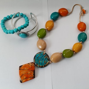 Tagua Nut Necklace & Bracelets Jewelry Set
