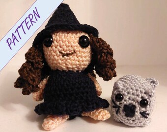 Crochet Witch & Cat Doll Pattern: Amigurumi Halloween Decor (PDF Pattern)