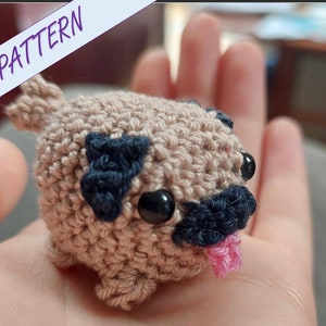 Crochet pug, amigurumi pattern, beginners crochet pattern, crochet animal, crochet animal pattern, pug plush, pet, toy, pug toy, small pug