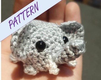 Cute crochet elephant amigurumi pattern, beginners crochet pattern, crochet animal, crochet animal pattern, elephant plush, safari, toy
