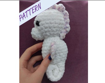 Patrón caballito de mar a crochet, caballito de mar esponjoso, patrón de crochet, patrón de crochet para principiantes, patrón amigurumi, crochet de criatura marina, baby shower