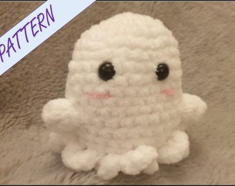 Cute fluffy crochet ghost pattern, amigurumi, ghost plush, beginners crochet pattern, crochet ghost, halloween crochet