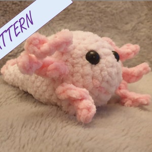 Cute crochet axolotl amigurumi pattern, beginners crochet pattern, crochet animal, crochet animal pattern, axolotl pattern, fluffy crochet
