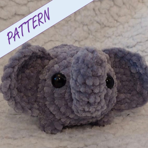 Cute crochet elephant amigurumi pattern, beginners crochet pattern, crochet animal, crochet animal pattern, elephant plush, safari, toy