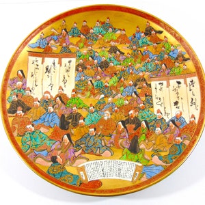 Vintage Japanese Satsuma 1,000 Faces Porcelain Charger 15.25&quot; Diameter Very Good Condition