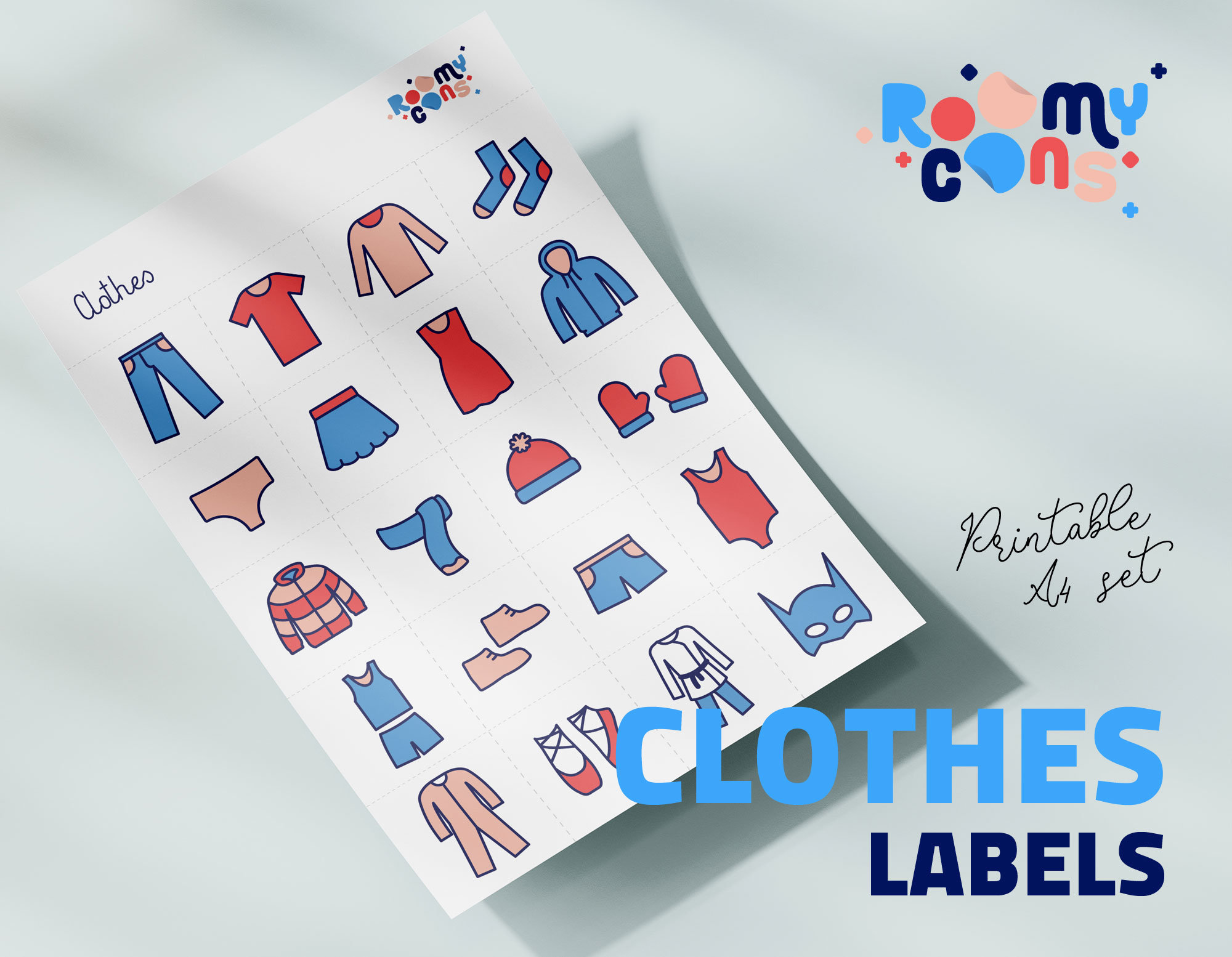 Clothes labels Printable Labels Kids room Organization Home Etsy