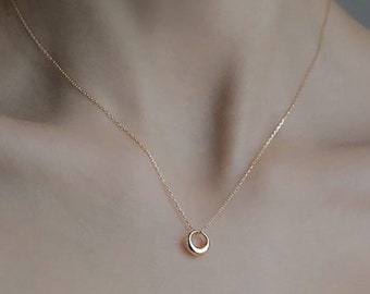 Gold Circle Necklace for Women - Gold Necklace - Karma Necklace - Gold Eternity Necklace - Dainty Coin Necklace Choker - Layer Necklace