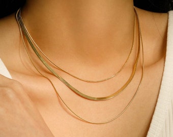 Dainty 14K Gold Chain Choker Necklace for Women, Minimalist Gold Chain Necklace, Beaded Choker, Simple Boho Choker, Gold Link Chain