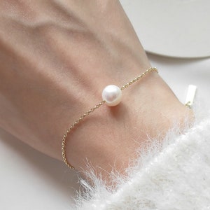 Dainty Gold Pearl Bracelet Gold Wedding Bracelet Pearl Link Chain Bracelet Double Layer Adjustable Delicate Bracelet Gift For Her image 1