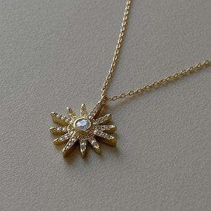 Gold Sun Necklace Gold Star Necklace Boho Necklace for Women Sun Choker Sunlight Layer Necklace Minimalist Dainty Pendant Necklace image 6