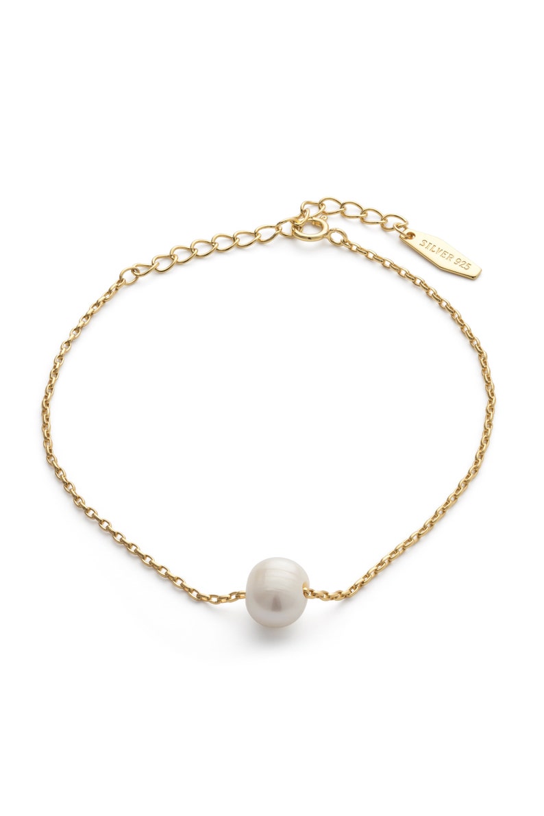 Dainty Gold Pearl Bracelet Gold Wedding Bracelet Pearl Link Chain Bracelet Double Layer Adjustable Delicate Bracelet Gift For Her image 2