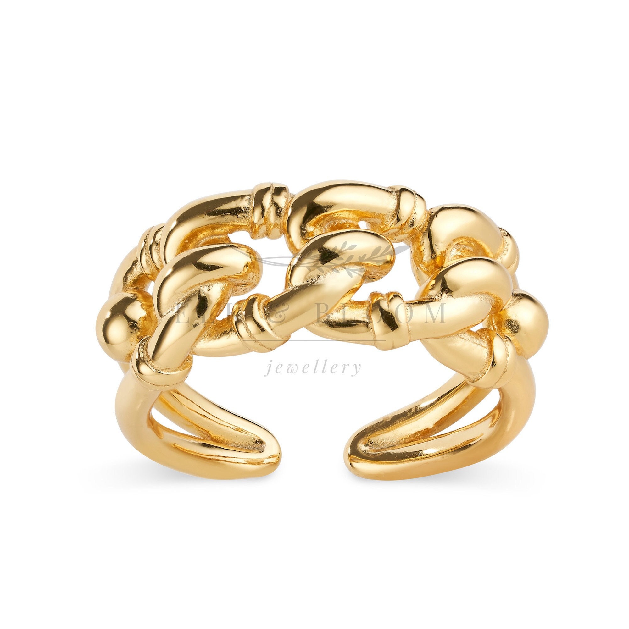 Thick 18K Gold Chain Link Ring Dainty 