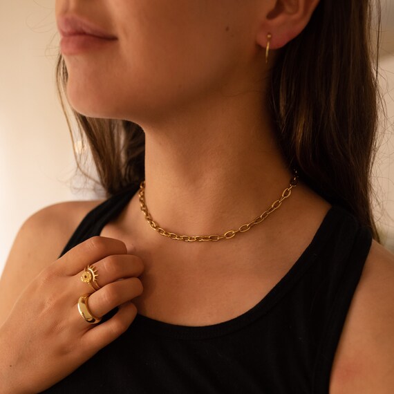 Thick Chain Necklace 18K Gold Link 