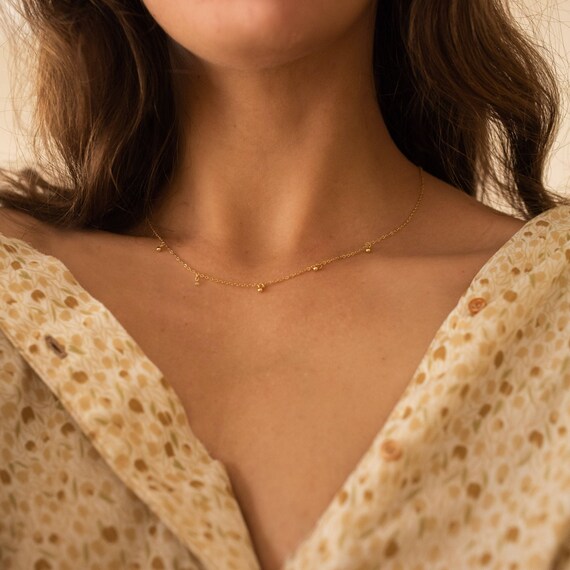 14k Gold Filled Beaded Necklace Gold 