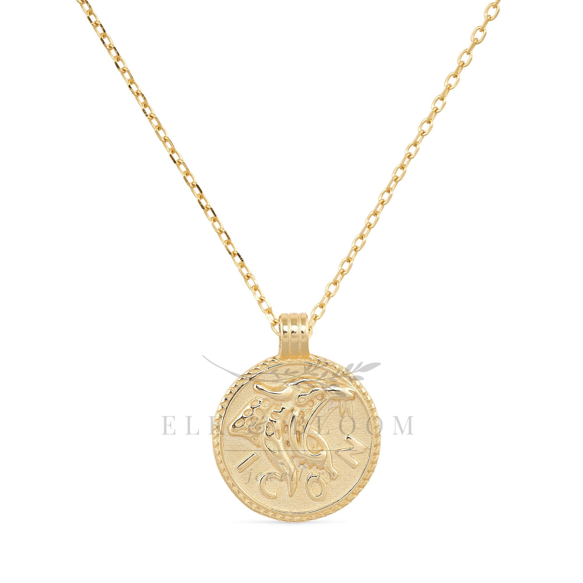 Chunky 14K Gold Leo Coin Jewelry Gold Mountain Lion Pendant - Etsy
