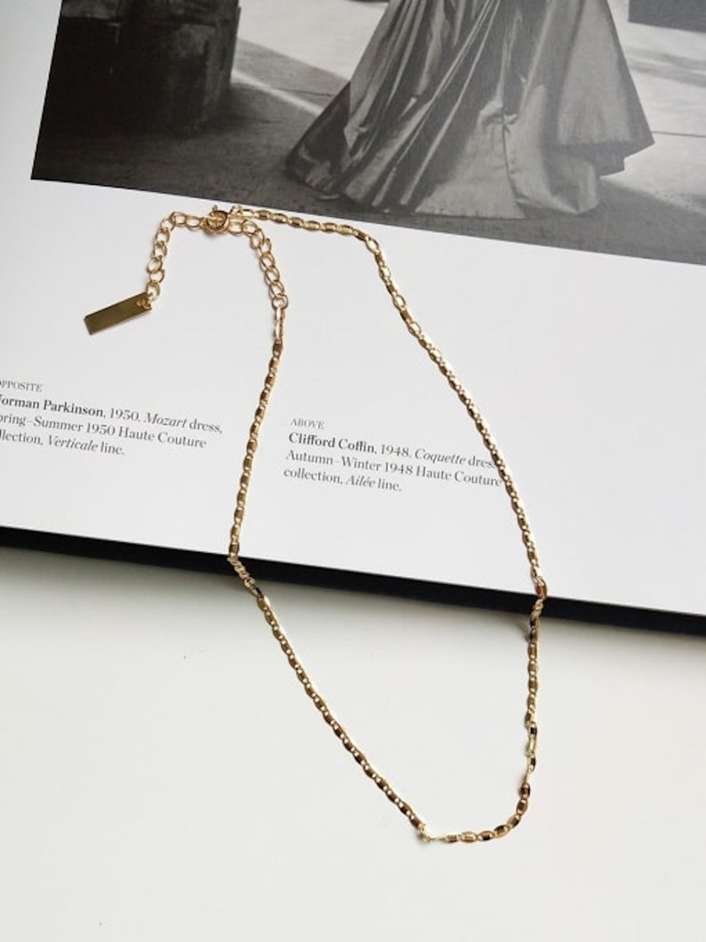 Dainty 14K Gold Chain Choker, Chain Necklace for Women, Minimalist Link Chain Necklace, Simple Bead Chain Layer Necklace, Boho Choker, EB62 image 6