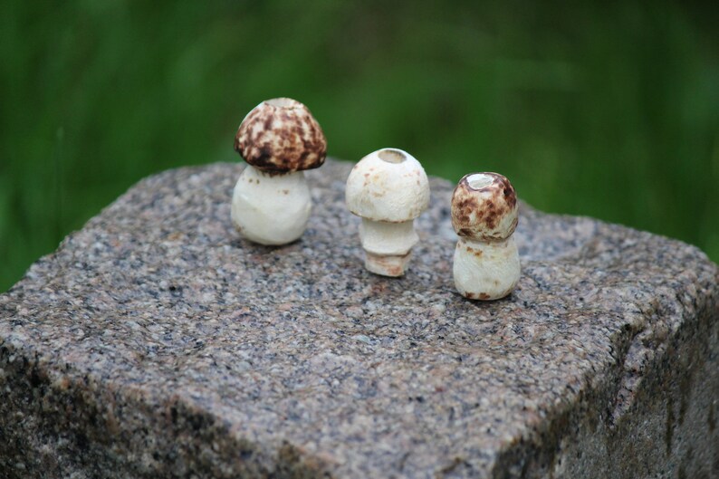 wood Dreadkraal mushroom autumn bead handmade.