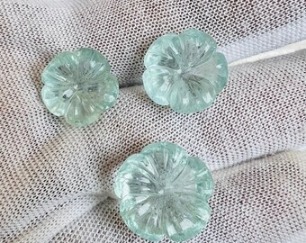 Gesneden aquamarijnbloem, edelsteenset met roosontwerp, sieraden maken