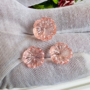 Morganite Carved stone!!! 100% Natural Morganite Flower Carving Rose gold colour Design, amazing carved  Loose Gemstone Making for Jewelry