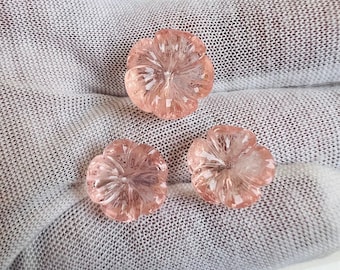 Gesneden morganietbloem edelsteenset, roségouden kleur, sieraden maken