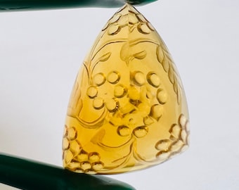 Gesneden natuurlijke citrien edelsteen, bloemdessin, hanger sieraden