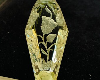 Carved Green Amethyst Coffin Gemstone, Loose Pendant Stone