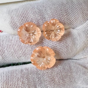 Morganite Carved stone!!! 100% Natural Morganite Flower Carving Piech Color Rose Design, amazing carved  Loose Gemstone Making for Jewelry