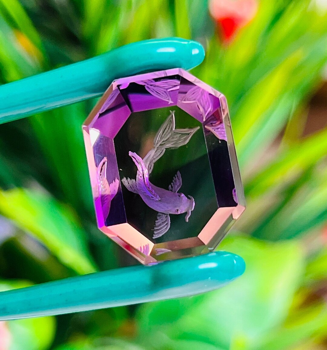 Carved Amethyst Fish Gemstone, Natural African Amethyst, Jewelry Making ...