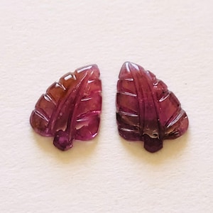 Amazing Carved !!! 100% Natural Tourmaline Leaf Carving, Tourmaline Carved Stone, Tourmaline Matched Pair Earring Making