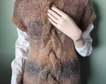Sweater hand knitted mohair wool size S-M-L