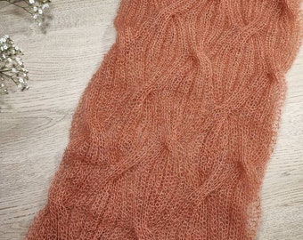 Loop scarf scarf Superkid mohair silk silk hand knitted rust kidmohair