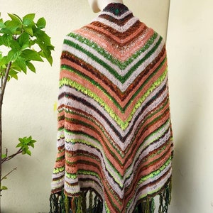Luxury Stole XXL Triangular Scarf Alpaca Silk Wool Hand-Knitted Handmade Autumn