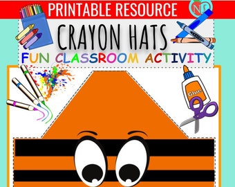 Crayon Hats | Fun Color Cut and Paste Activity | Hats for Crayon Costume for Teachers or Students