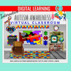 Bitmoji Classroom | Autism Awareness | 10 Slides | FACTS | Virtual Classroom