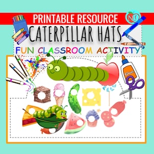 The Very Hungry Caterpillar Hats | Fun Color Cut and Paste Activity | Hats for The Very Hungry Caterpillar Costume for Teachers or Students