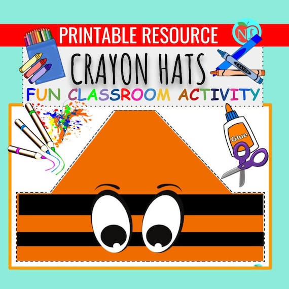 Crayon Hats Fun Color Cut and Paste Activity Hats for Etsy