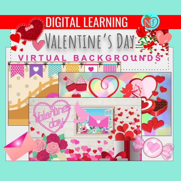 Valentine's Day Virtual Backgrounds | 15 VALENTINE'S DAY BACKGROUDS for Zoom