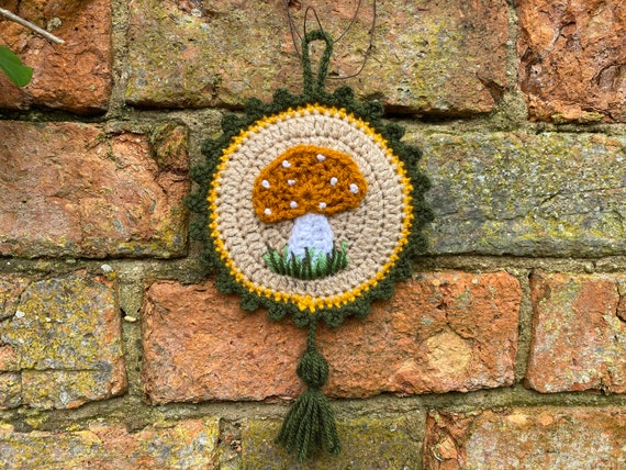 Mushroom wall hanging, mushroom tapestry, mushroom decoration, crochet mushroom, magic decor, fairytale tapestry, cottagecore, goblincore,