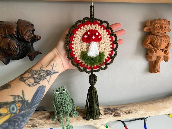 Mushroom wall hanging, mushroom decoration, fairytale decor, magic decor, mushroom tapestry, whimsical, magical, cottagecore, goblincore,