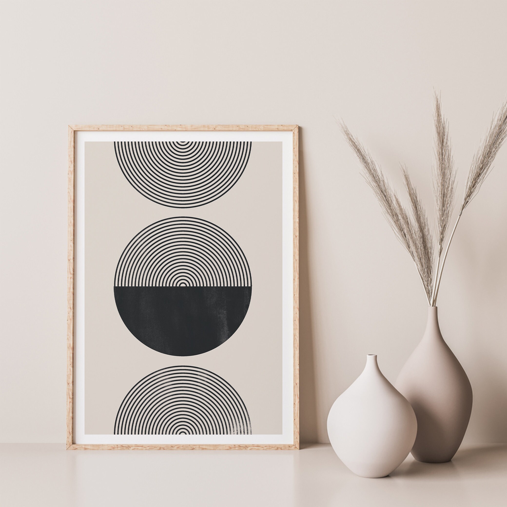 Buy Set of Two Mid Century, Modern Wall Art, Minimalist Geometric